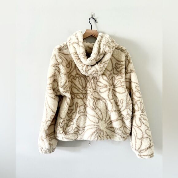 aLab Kendallie Flowers Birch Fleece Hoodie in Cream and Tan Floral - Size M - Picture 8 of 8